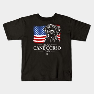 Proud Cane Corso Dad American Flag patriotic gift dog Kids T-Shirt